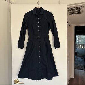 J. Crew Cotton Tie Waist Shirt Dress Navy Size 00